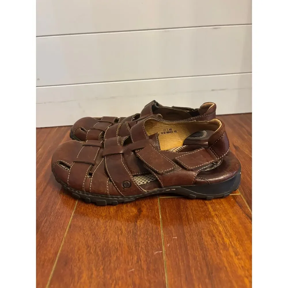 Born Men's Cabot III All Leather Fisherman Sandals Brown Size 12 Hiking Casual